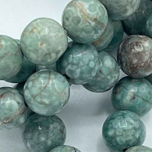 Coral jasper beaded bracelet 7” stretch crystal healing handmade anxiety fears p - Picture 8 of 8